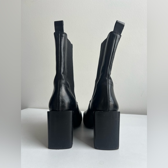 JONAK Black Leather Square Toe Chelsea Boots | Block Heel | EU 38 - Picture 3 of 15